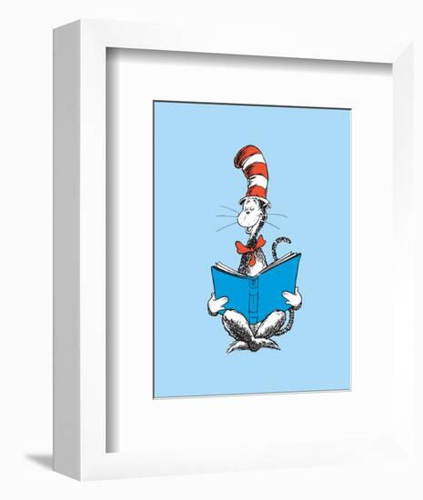 The Cat in the Hat (on blue)-Theodor (Dr. Seuss) Geisel-Framed Art Print