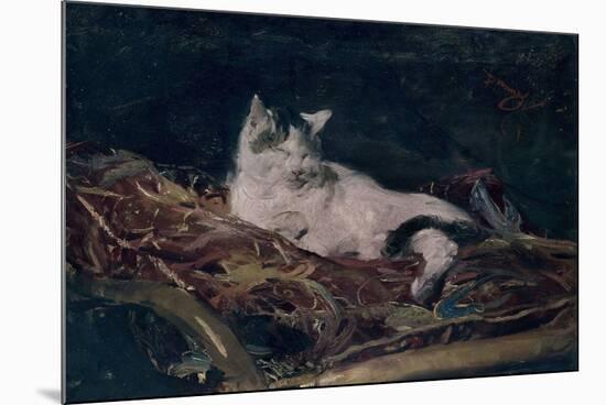 THE CAT ON THE CUSHION. Author: FRANCISCO DOMINGO MARQUES (1842-1920)-FRANCISCO DOMINGO MARQUES-Mounted Poster