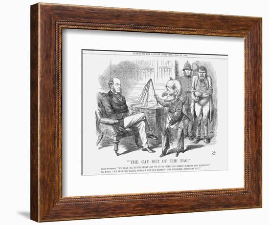 The Cat Out of the Bag, 1867-John Tenniel-Framed Giclee Print