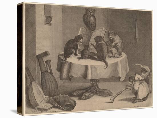 The Cat's Concert-David the Younger Teniers-Stretched Canvas