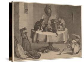 The Cat's Concert-David the Younger Teniers-Stretched Canvas