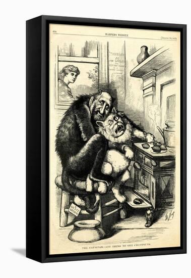 The Cat'S-Paw - Anything to Get Chestnuts, 1872-Thomas Nast-Framed Stretched Canvas