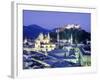 The Cathedral and Fortress Illuminated at Night in the Town of Salzburg, Austria-Roy Rainford-Framed Photographic Print