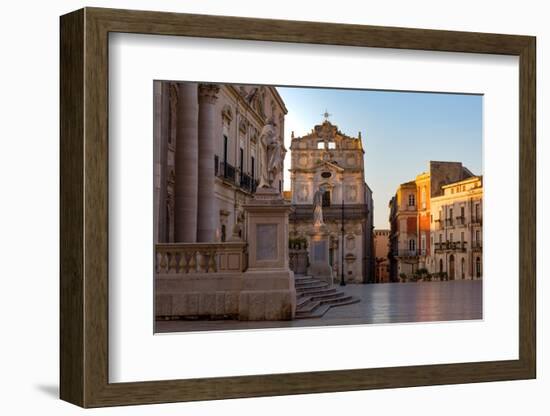 The Cathedral and Piazza Duomo in Early Morning on the Tiny Island of Ortygia-Martin Child-Framed Photographic Print