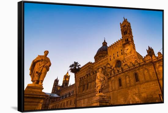 The Cathedral in Palermo at Night, Palermo, Sicily, Italy, Europe-Martin Child-Framed Stretched Canvas