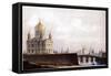 The Cathedral of Christ the Saviour with View of the Moscow Kremlin, 1836-1837-Alexander Andreyevich Thon-Framed Stretched Canvas