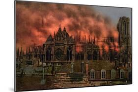 The Cathedral of Rheims During the Bombardment by German Artillery, 19th September, 1914-null-Mounted Giclee Print