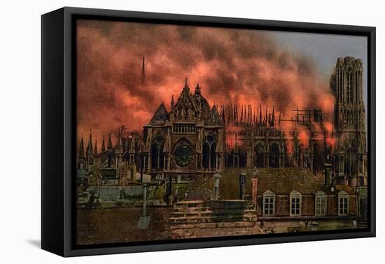The Cathedral of Rheims During the Bombardment by German Artillery, 19th September, 1914-null-Framed Stretched Canvas