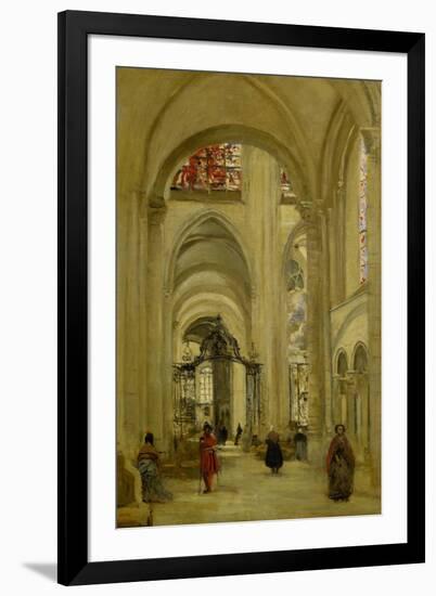 The Cathedral of Sens, View of the Interior, 1874-Jean-Baptiste-Camille Corot-Framed Giclee Print