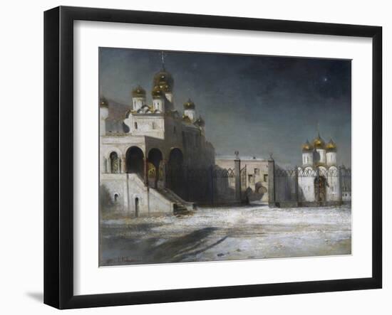 The Cathedral Square in the Moscow Kremlin at Night, 1878-Alexei Kondratyevich Savrasov-Framed Giclee Print