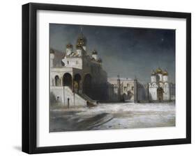 The Cathedral Square in the Moscow Kremlin at Night, 1878-Alexei Kondratyevich Savrasov-Framed Giclee Print