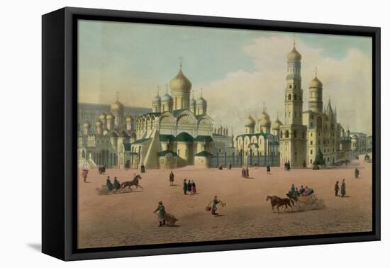 The Cathedral Square in the Moscow Kremlin, Ca 1848-Philippe Benoist-Framed Stretched Canvas