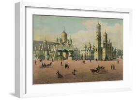 The Cathedral Square in the Moscow Kremlin, Ca 1848-Philippe Benoist-Framed Giclee Print