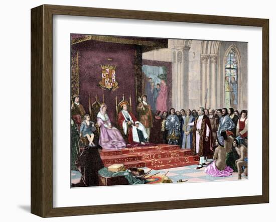 The Catholic Kings Receiving Columbus in Barcelona after His First Voyage. April 1493.-Tarker-Framed Giclee Print