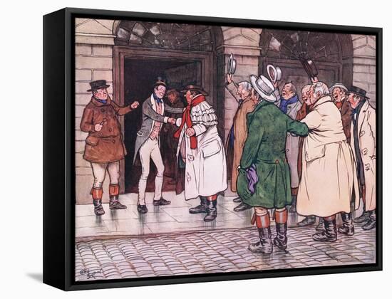 The Cavalcade Gave Three Tremendous Cheers-Cecil Aldin-Framed Stretched Canvas