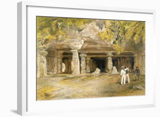 The Cave of Elephanta, from 'India Ancient and Modern', 1867 (Colour Litho)-William 'Crimea' Simpson-Framed Giclee Print
