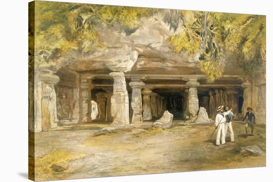 The Cave of Elephanta, from 'India Ancient and Modern', 1867 (Colour Litho)-William 'Crimea' Simpson-Stretched Canvas