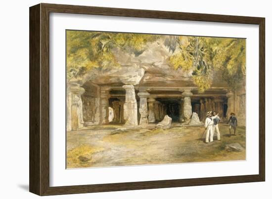 The Cave of Elephanta, from 'India Ancient and Modern', 1867 (Colour Litho)-William 'Crimea' Simpson-Framed Giclee Print