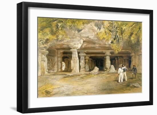 The Cave of Elephanta, from 'India Ancient and Modern', 1867 (Colour Litho)-William 'Crimea' Simpson-Framed Giclee Print