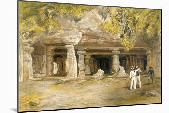 The Cave of Elephanta, from 'India Ancient and Modern', 1867 (Colour Litho)-William 'Crimea' Simpson-Mounted Giclee Print