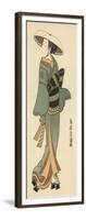 The Celebrated Actor Tomedjuro Nakamura in the Female Role of Kaishi-Torii Kiyomitsu-Framed Art Print