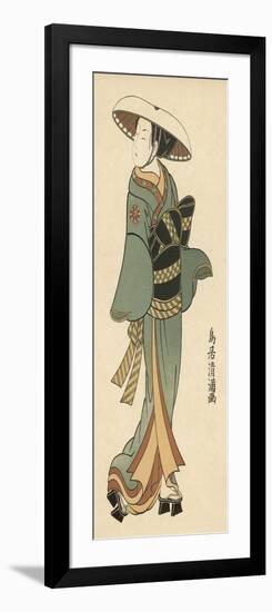 The Celebrated Actor Tomedjuro Nakamura in the Female Role of Kaishi-Torii Kiyomitsu-Framed Art Print