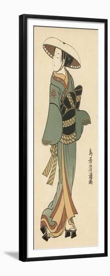 The Celebrated Actor Tomedjuro Nakamura in the Female Role of Kaishi-Torii Kiyomitsu-Framed Art Print