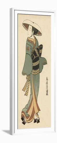 The Celebrated Actor Tomedjuro Nakamura in the Female Role of Kaishi-Torii Kiyomitsu-Framed Art Print