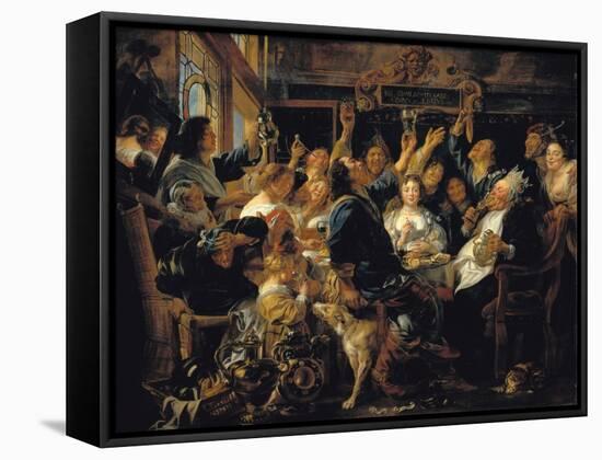 The celebration of King Bean, 1656 (painting)-Jacob Jordaens-Framed Stretched Canvas