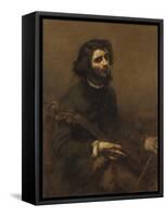 The Cellist , 1847-Gustave Courbet-Framed Stretched Canvas