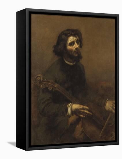 The Cellist , 1847-Gustave Courbet-Framed Stretched Canvas