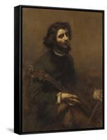 The Cellist , 1847-Gustave Courbet-Framed Stretched Canvas