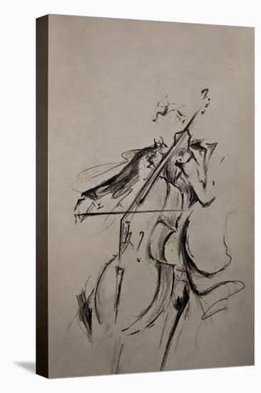 The Cellist Sketch-Marc Allante-Stretched Canvas