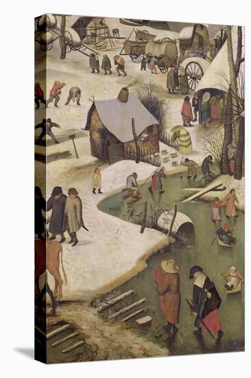 The Census at Bethlehem, Detail of Children Playing on the Frozen River-Pieter Bruegel the Elder-Stretched Canvas