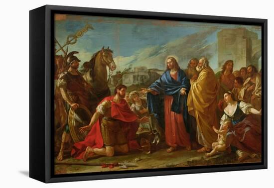 The Centurion Kneeling at the Feet of Christ Or, Jesus Healing the Son of an Officer, 1752-Joseph-marie, The Elder Vien-Framed Stretched Canvas