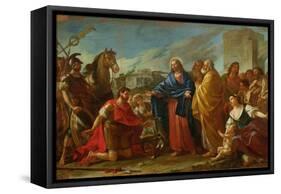 The Centurion Kneeling at the Feet of Christ Or, Jesus Healing the Son of an Officer, 1752-Joseph-marie, The Elder Vien-Framed Stretched Canvas