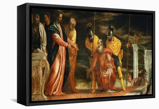 The Centurion of Capernaum Who Begs Jesus to Heal His Paralyzed Servant-Paolo Veronese-Framed Stretched Canvas