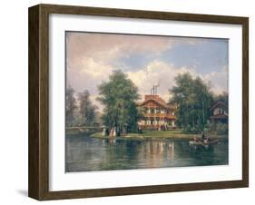 The Chalet with the Yellow Door in the Bois de Vincennes, circa 1862-Pierre Justin Ouvrie-Framed Giclee Print