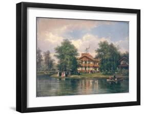 The Chalet with the Yellow Door in the Bois de Vincennes, circa 1862-Pierre Justin Ouvrie-Framed Giclee Print