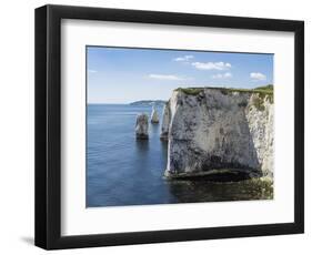 The Chalk Cliffs of Ballard Down with the Pinnacles Stack and Stump in Swanage Bay-Roy Rainford-Framed Photographic Print