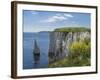 The Chalk Cliffs of Ballard Down with the Pinnacles Stack in Swanage Bay, Near Handfast Point-Roy Rainford-Framed Photographic Print