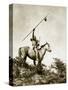 The Challenge (Yakama Warrior on Horseback, 1911)-Eugene Everett Lavalleur and L.V. McWhorter-Stretched Canvas