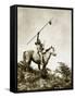 The Challenge (Yakama Warrior on Horseback, 1911)-Eugene Everett Lavalleur and L.V. McWhorter-Framed Stretched Canvas