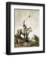 The Challenge (Yakama Warrior on Horseback, 1911)-Eugene Everett Lavalleur and L.V. McWhorter-Framed Premium Giclee Print