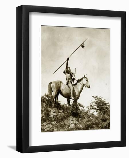 The Challenge (Yakama Warrior on Horseback, 1911)-Eugene Everett Lavalleur and L.V. McWhorter-Framed Premium Giclee Print