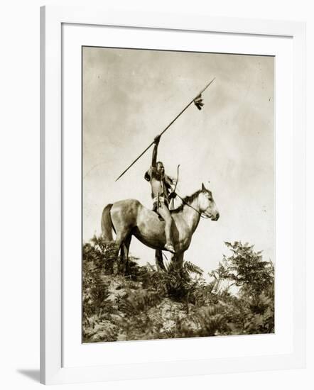 The Challenge (Yakama Warrior on Horseback, 1911)-Eugene Everett Lavalleur and L.V. McWhorter-Framed Giclee Print