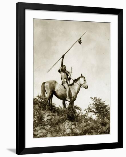 The Challenge (Yakama Warrior on Horseback, 1911)-Eugene Everett Lavalleur and L.V. McWhorter-Framed Giclee Print