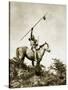 The Challenge (Yakama Warrior on Horseback, 1911)-Eugene Everett Lavalleur and L.V. McWhorter-Stretched Canvas