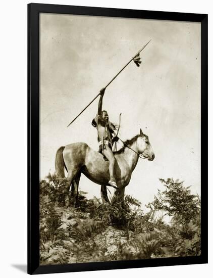 The Challenge (Yakama Warrior on Horseback, 1911)-Eugene Everett Lavalleur and L.V. McWhorter-Framed Giclee Print