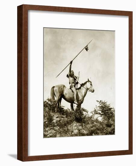 The Challenge (Yakama Warrior on Horseback, 1911)-Eugene Everett Lavalleur and L.V. McWhorter-Framed Giclee Print